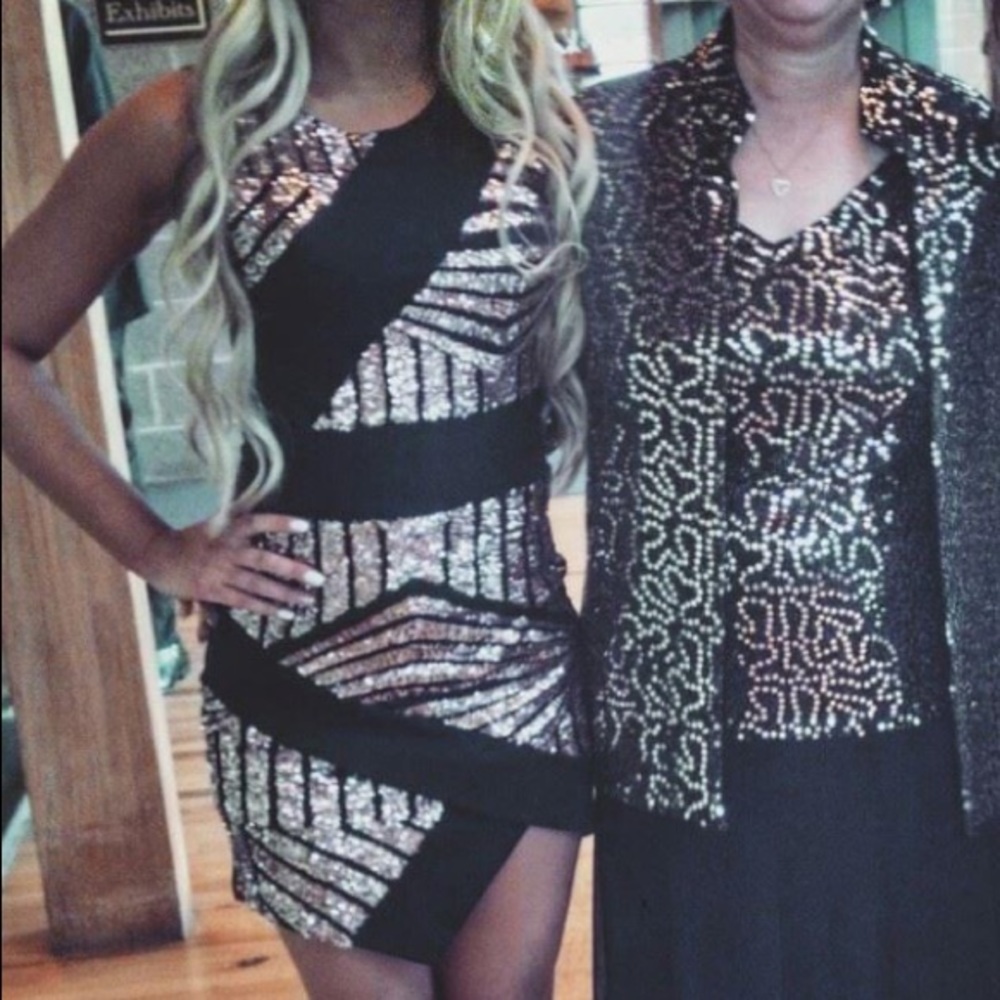 Gold & Black sequin dress
